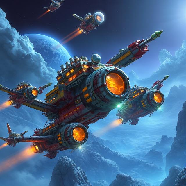 Mach-9 Outlaws frame 4 — a drift-boost slingshot around an asteroid relay.